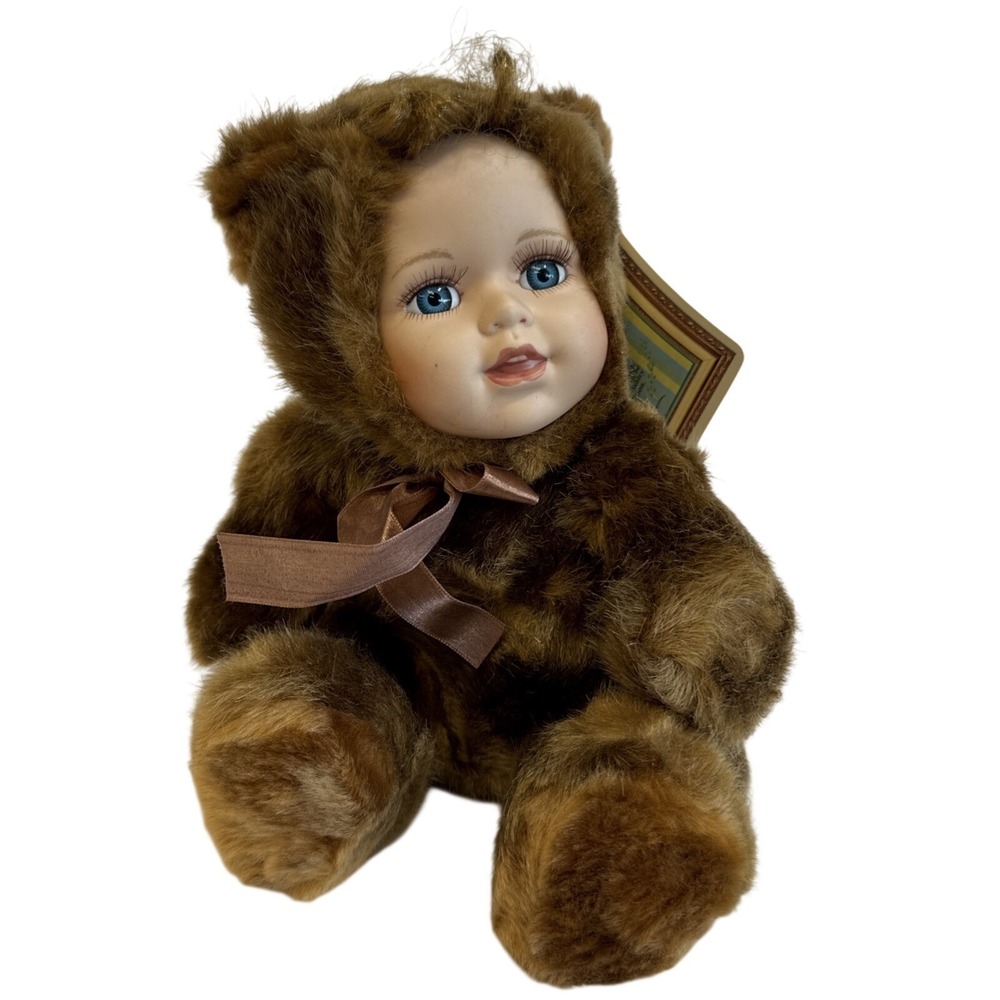 Ashley Belle Teddy Bear Porcelain Face Plush Doll Limited Edition 2000 Brown‎